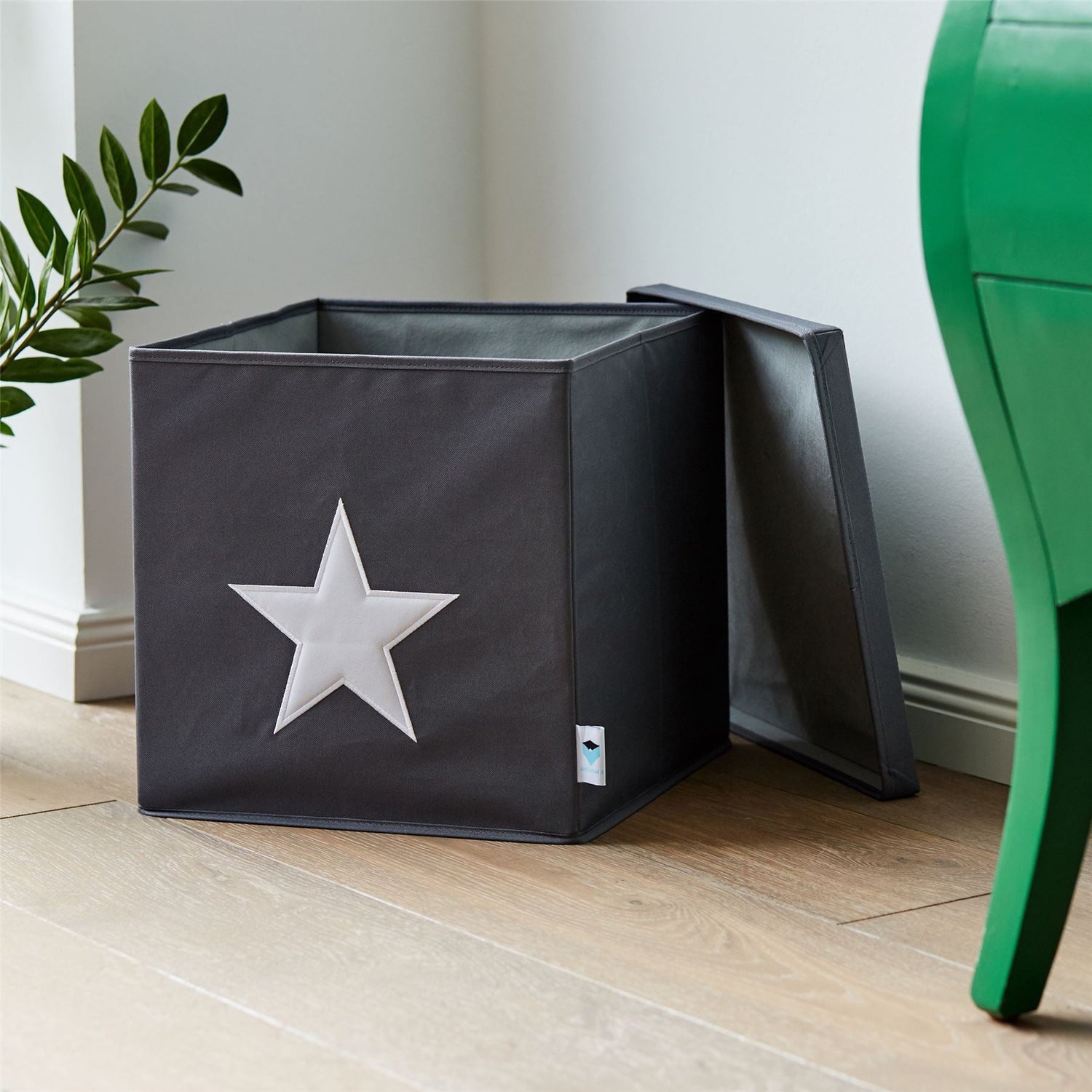 Grey Lidded Storage Cube - Star