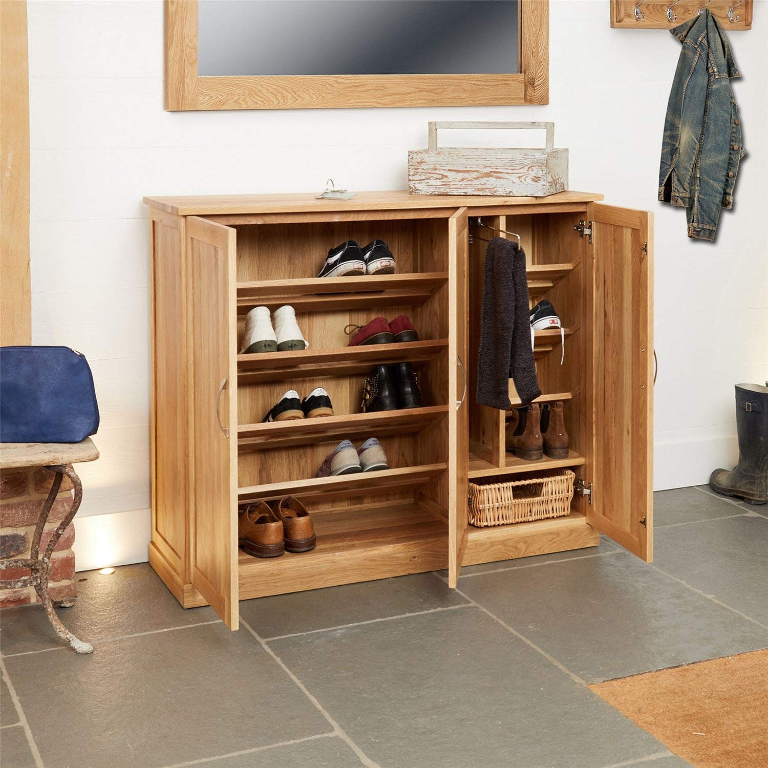Oak Xl Shoe Cupboard - Mobel