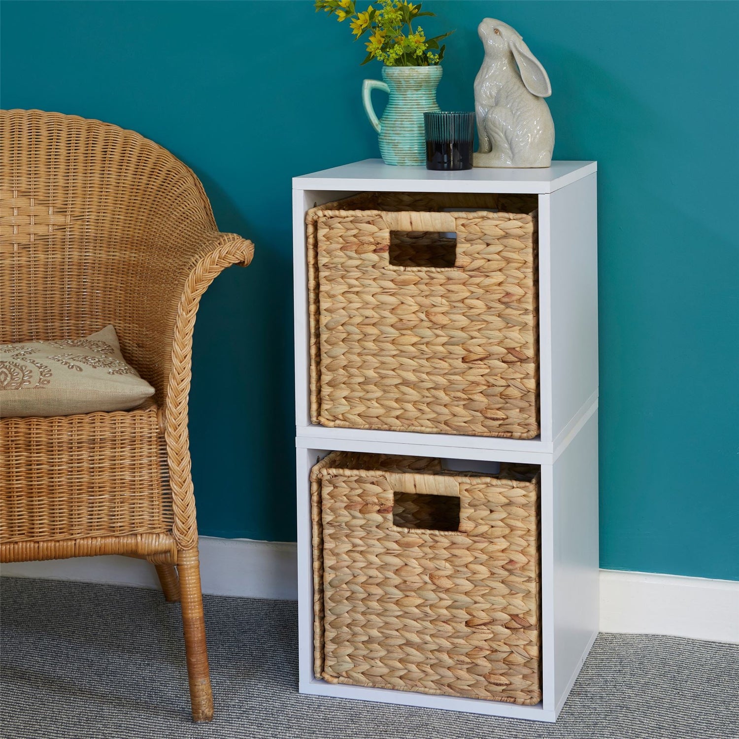 Handbridge Storage Cube with Water Hyacinth Basket - Set A - Not A Boring Box