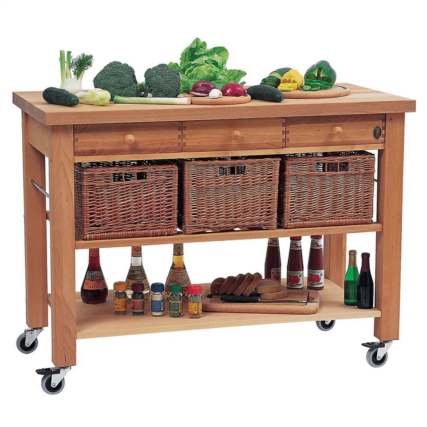 Lambourn 3 Drawer Kitchen Trolley