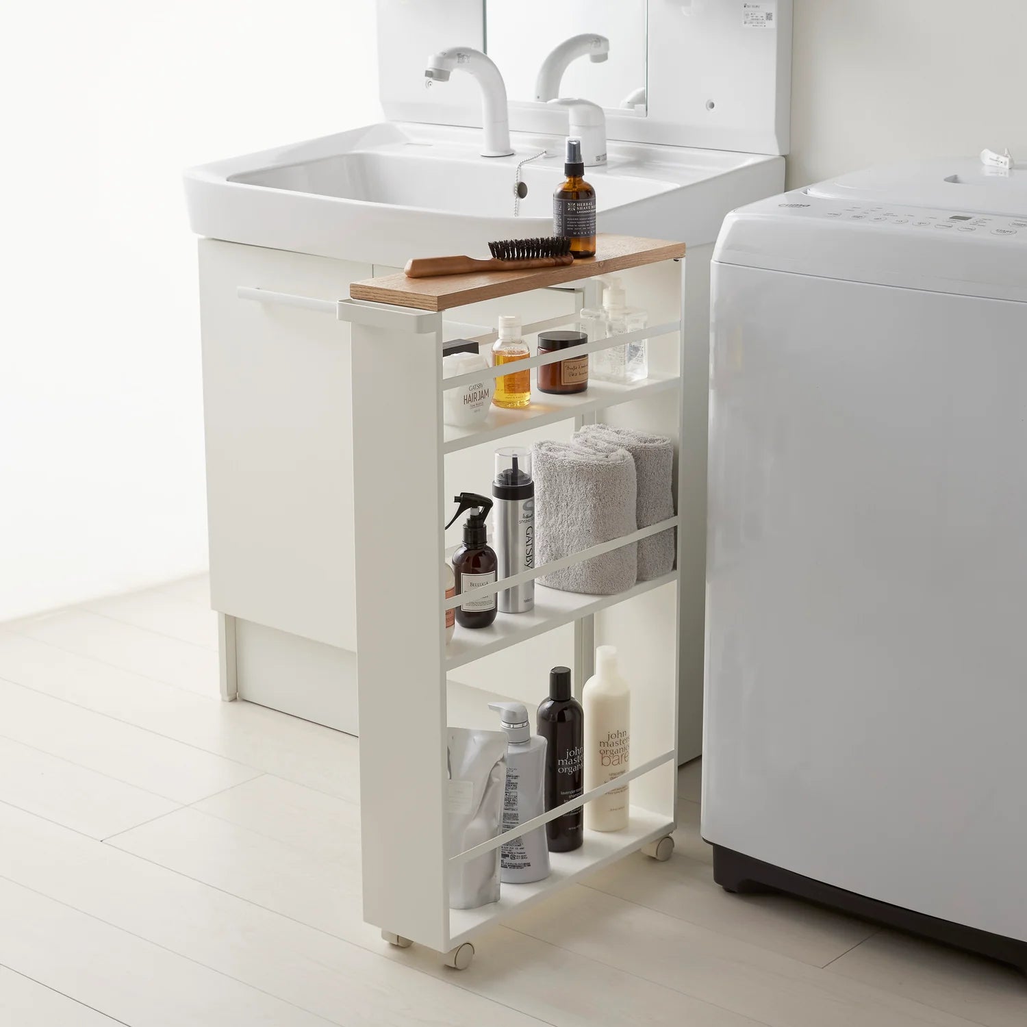 Slimline Kitchen Trolley - Wood Topped