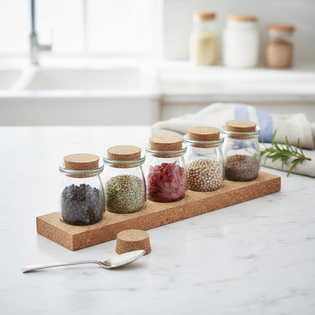 5 Jar Spice Rack & Cork Base