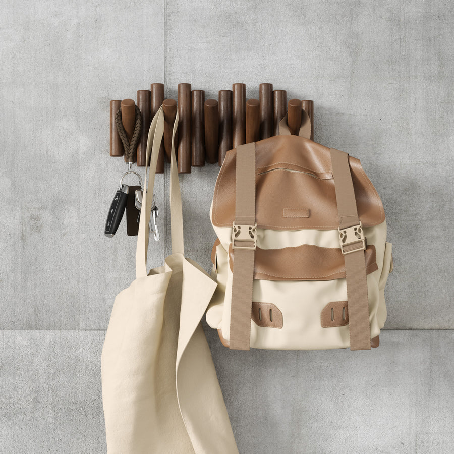 Picket Coat Hook Walnut Finish