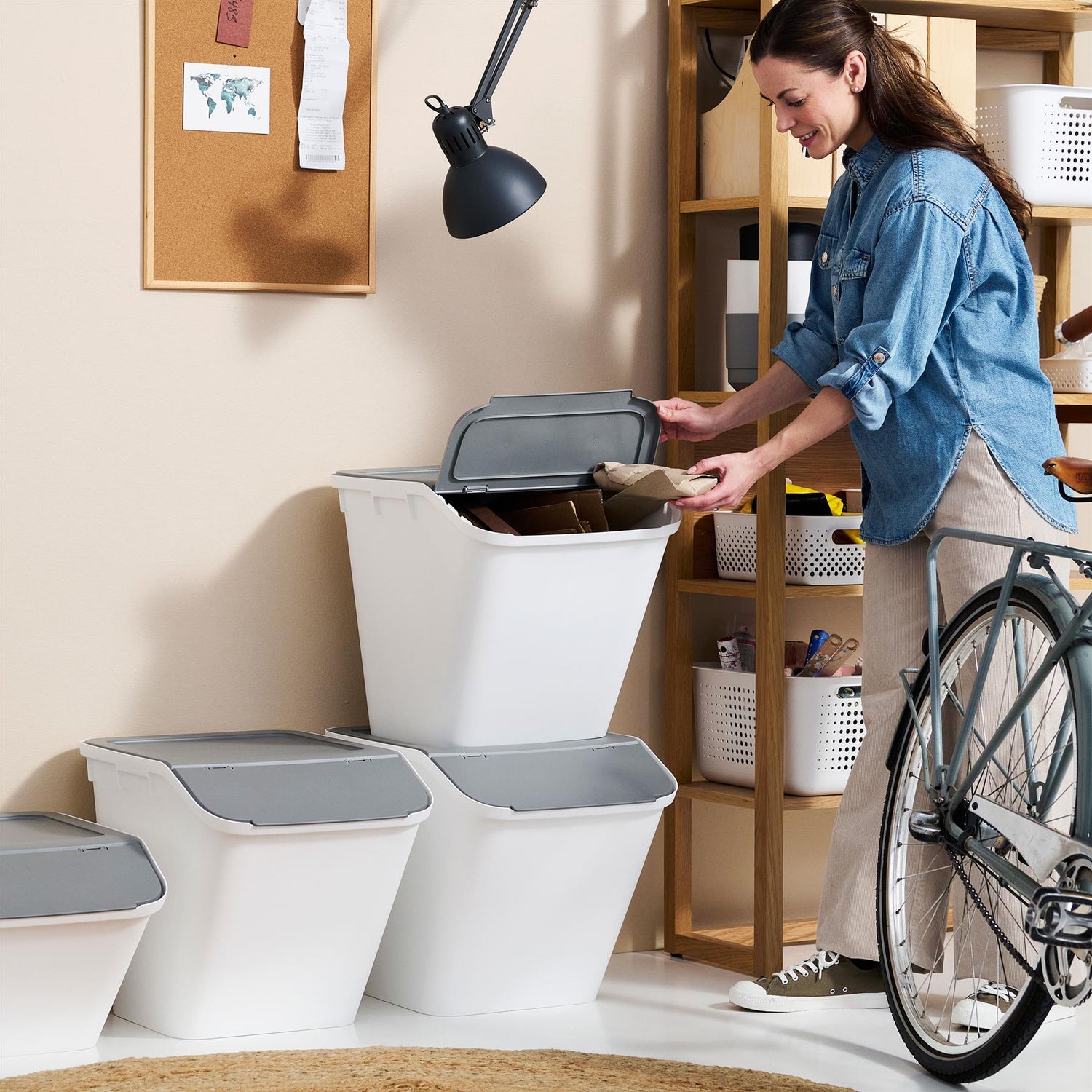 Smartstore Collect Stacking Lidded Recycle Bin - Large