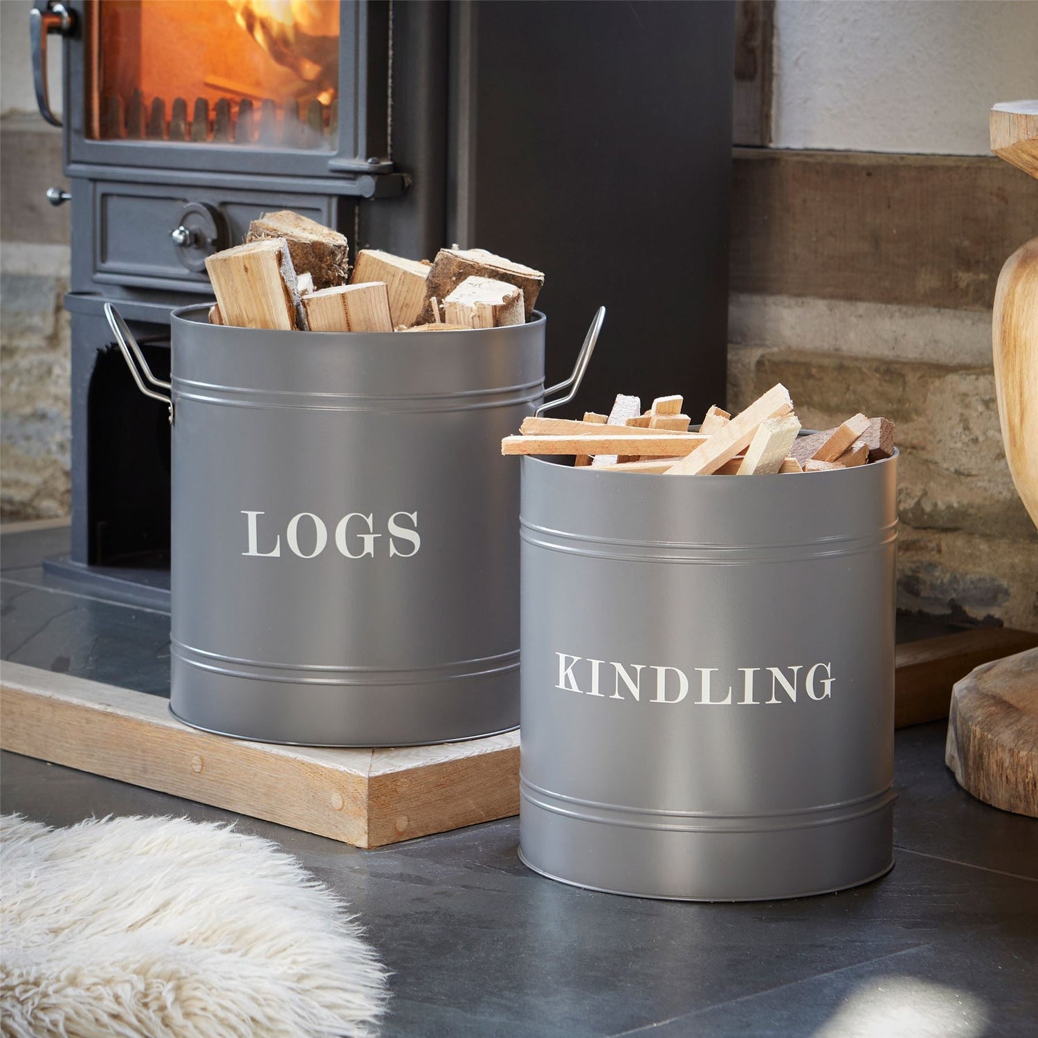 Log Bucket & Kindling Bucket Set - Not A Boring Box
