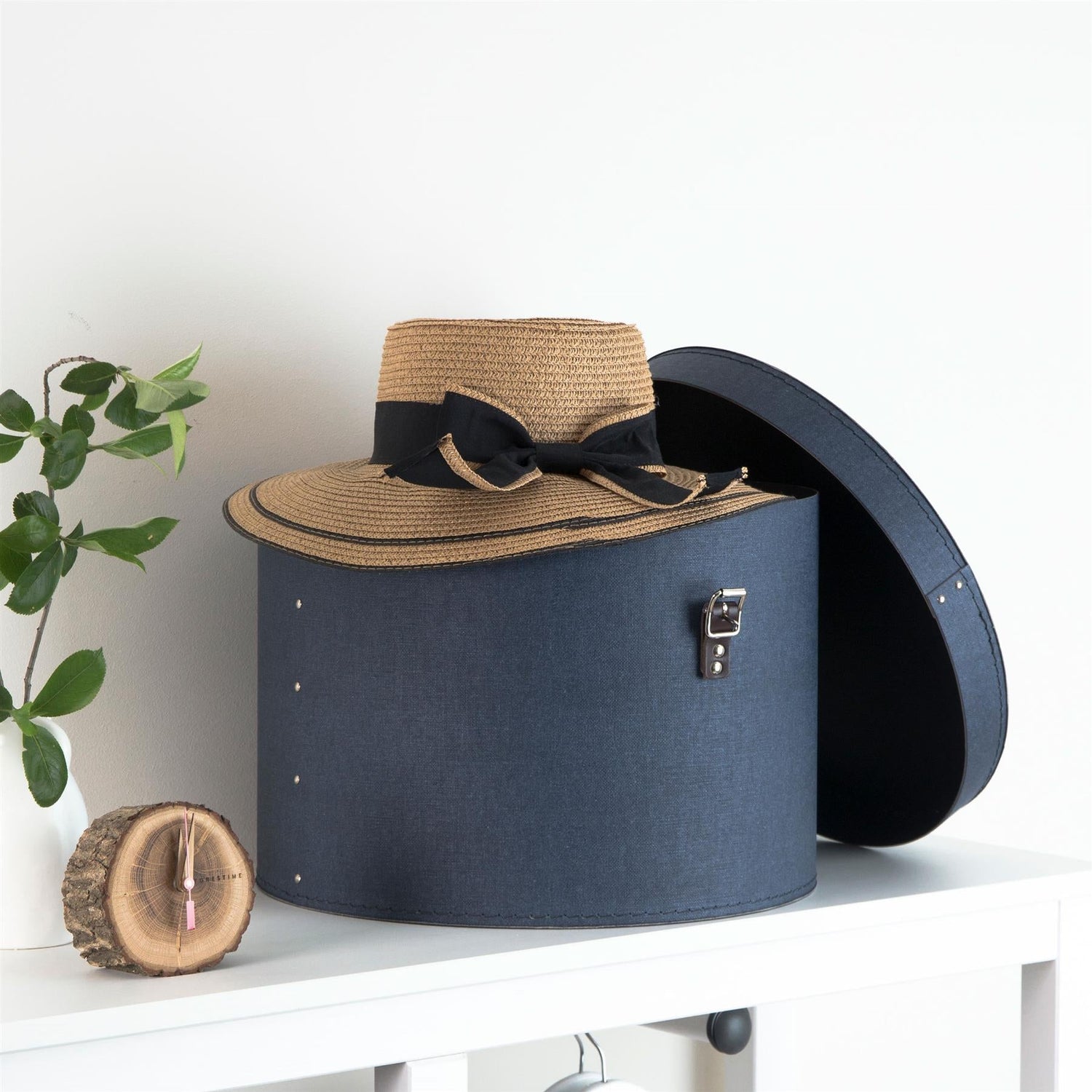 Set of 2 Hat Boxes with Leather Strap - Rut - Not A Boring Box APFE