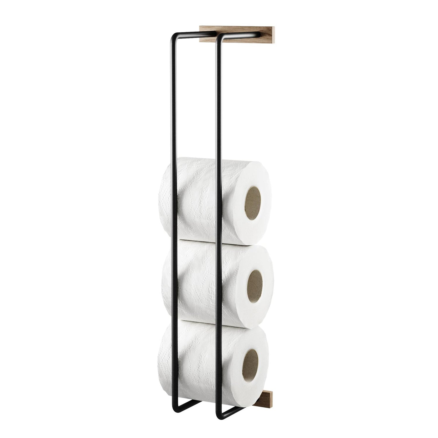 Spare Toilet Roll Holder - Oiled Oak And Metal - Not A Boring Box