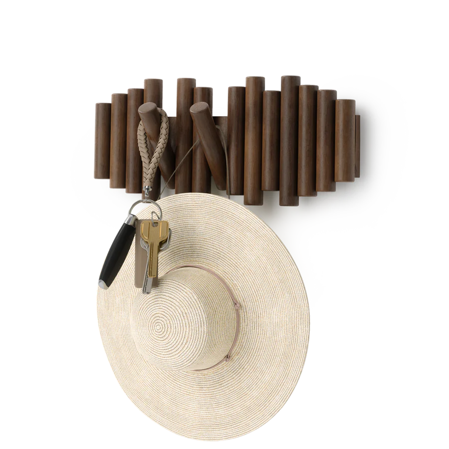 Picket Coat Hook Walnut Finish