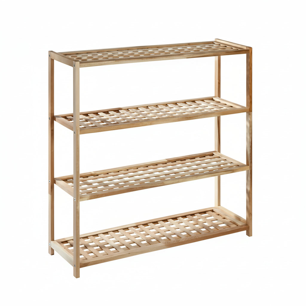4 Tier Walnut Wooden Shoe Rack - Not A Boring Box
