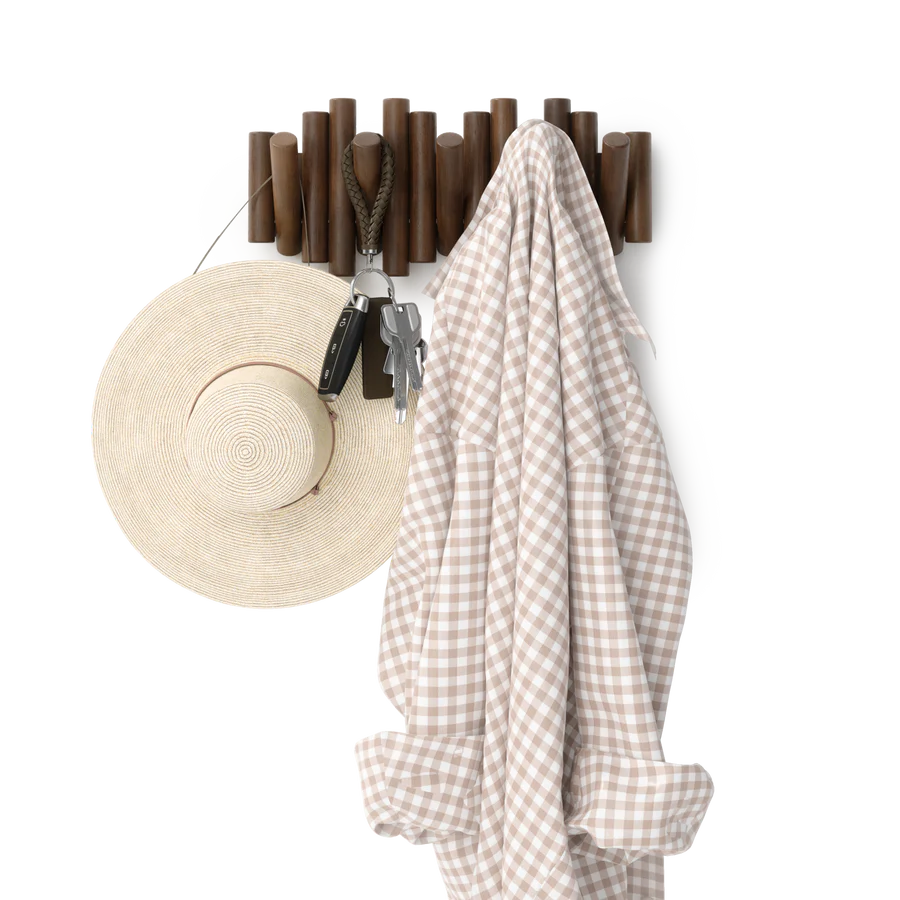 Picket Coat Hook Walnut Finish