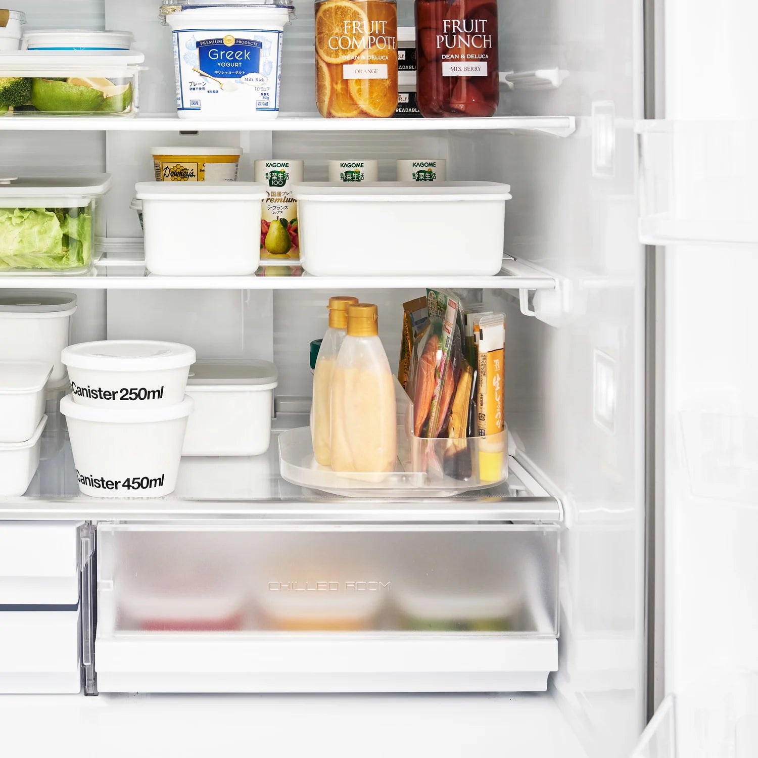 Slim Rotating Fridge Storage Tray with Compartments