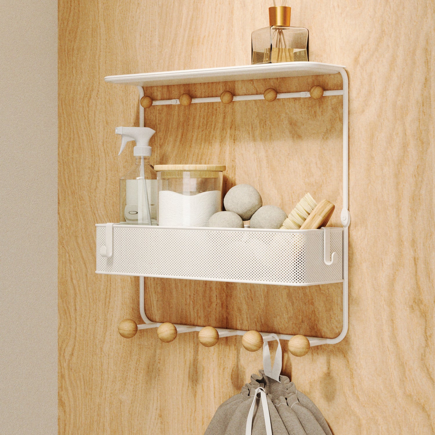 Shelf With Hooks Estique - Not A Boring Box