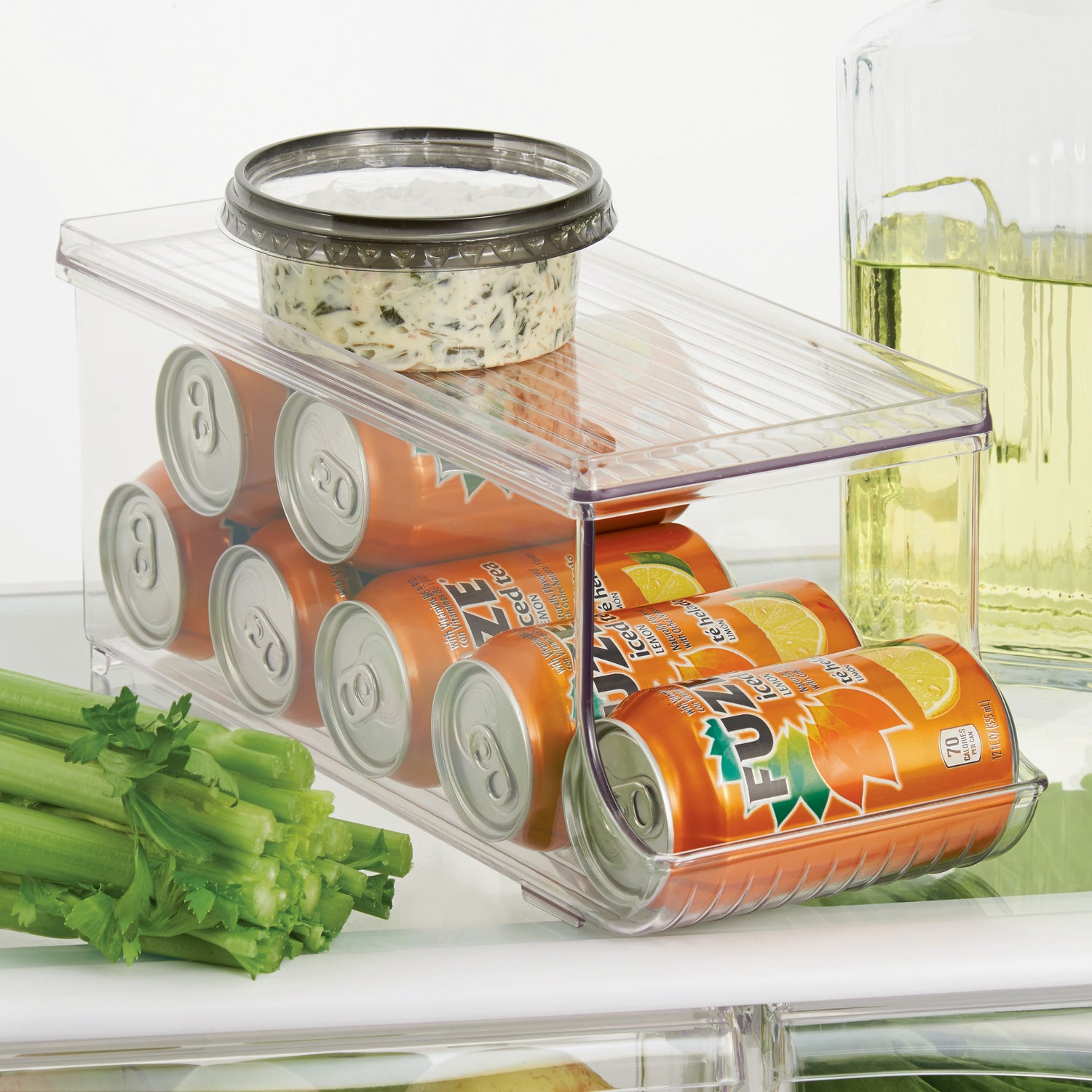 Drinks can store with lid fridge binz