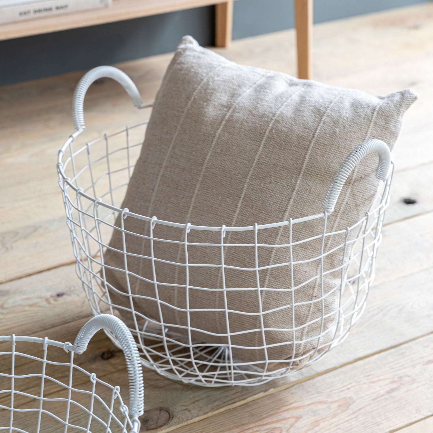 Large Wirework Storage Basket Lily White