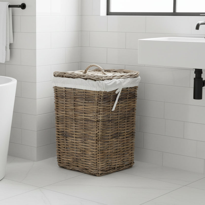 Rattan Laundry Hamper With Lid Large - Not A Boring Box