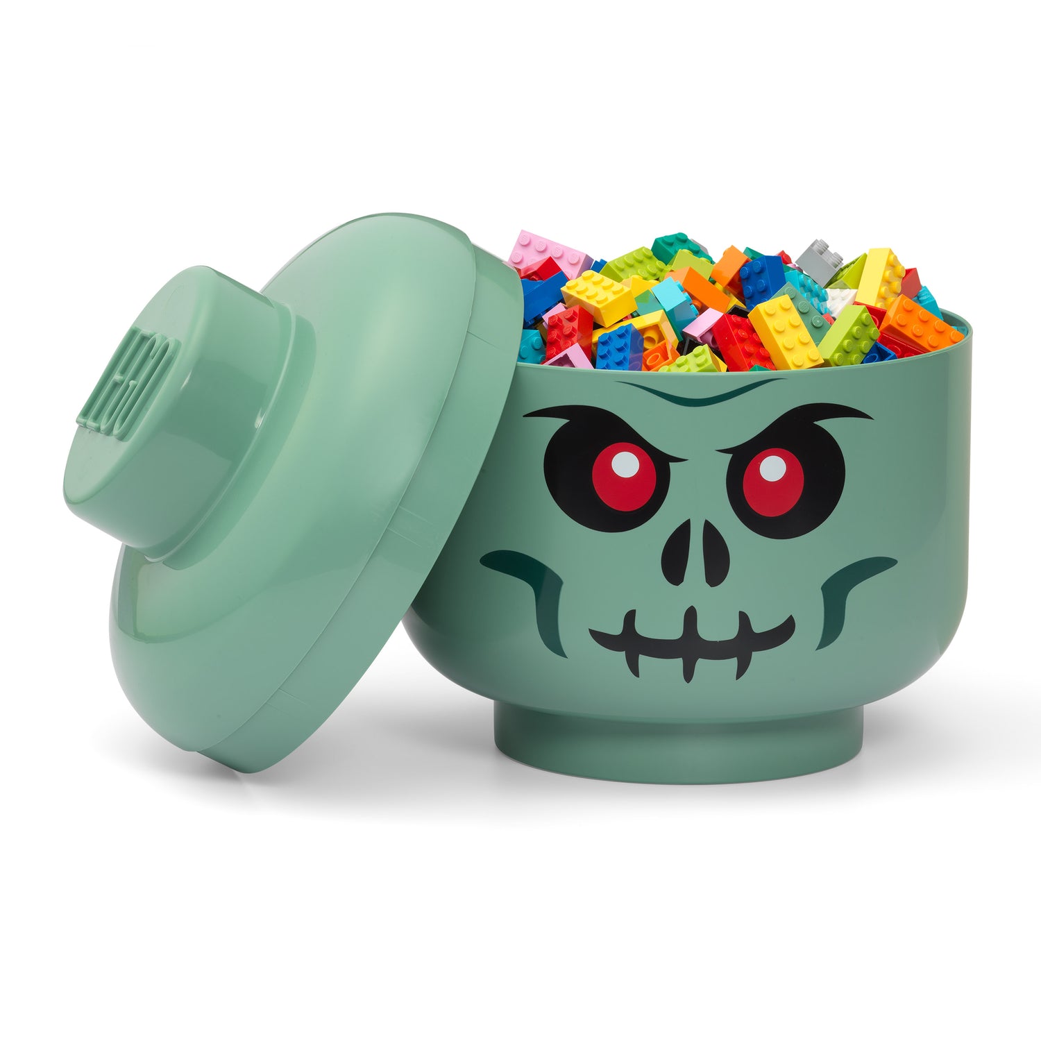 giant lego storage head large spooky green skeleton