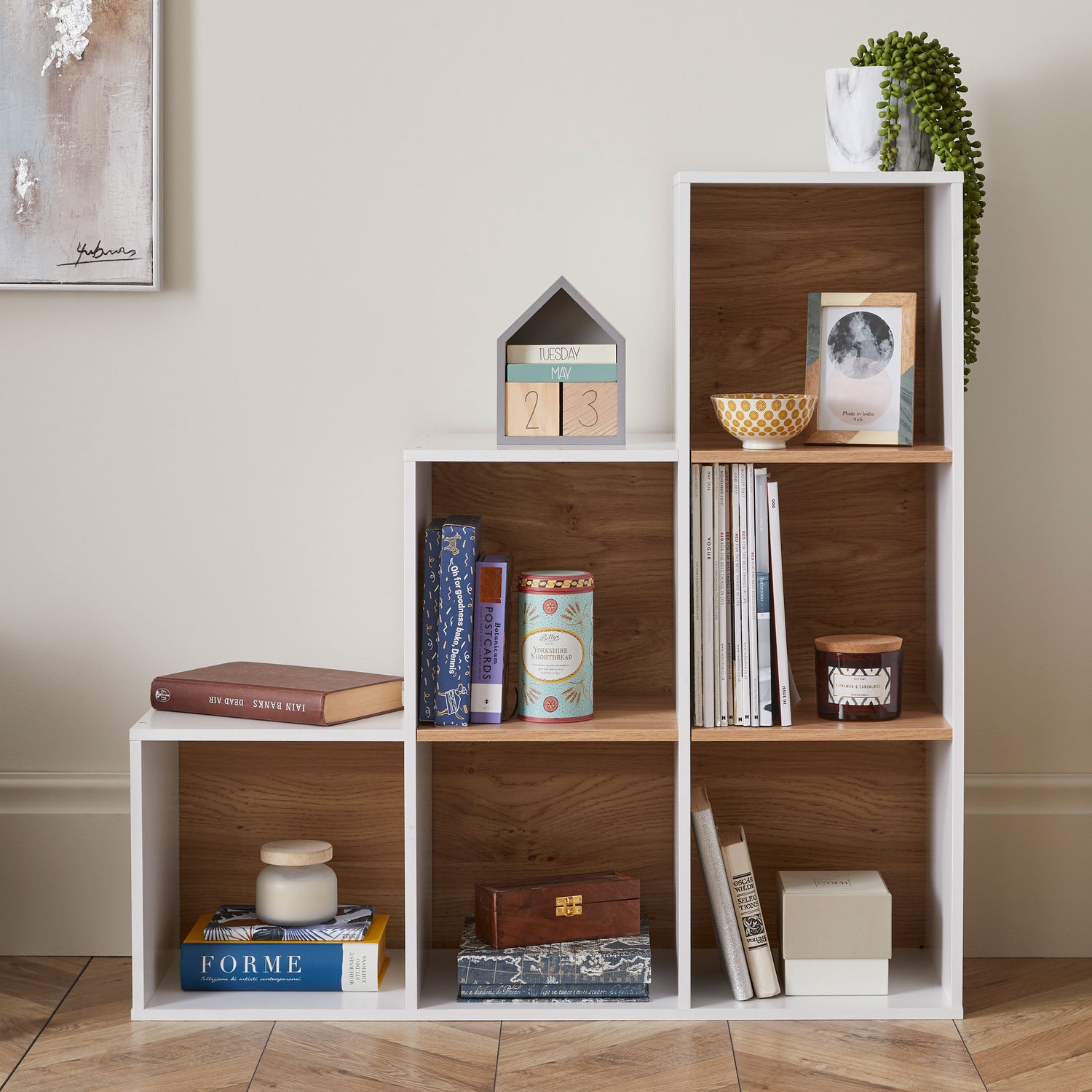 6 Cube Storage Unit White And Oak