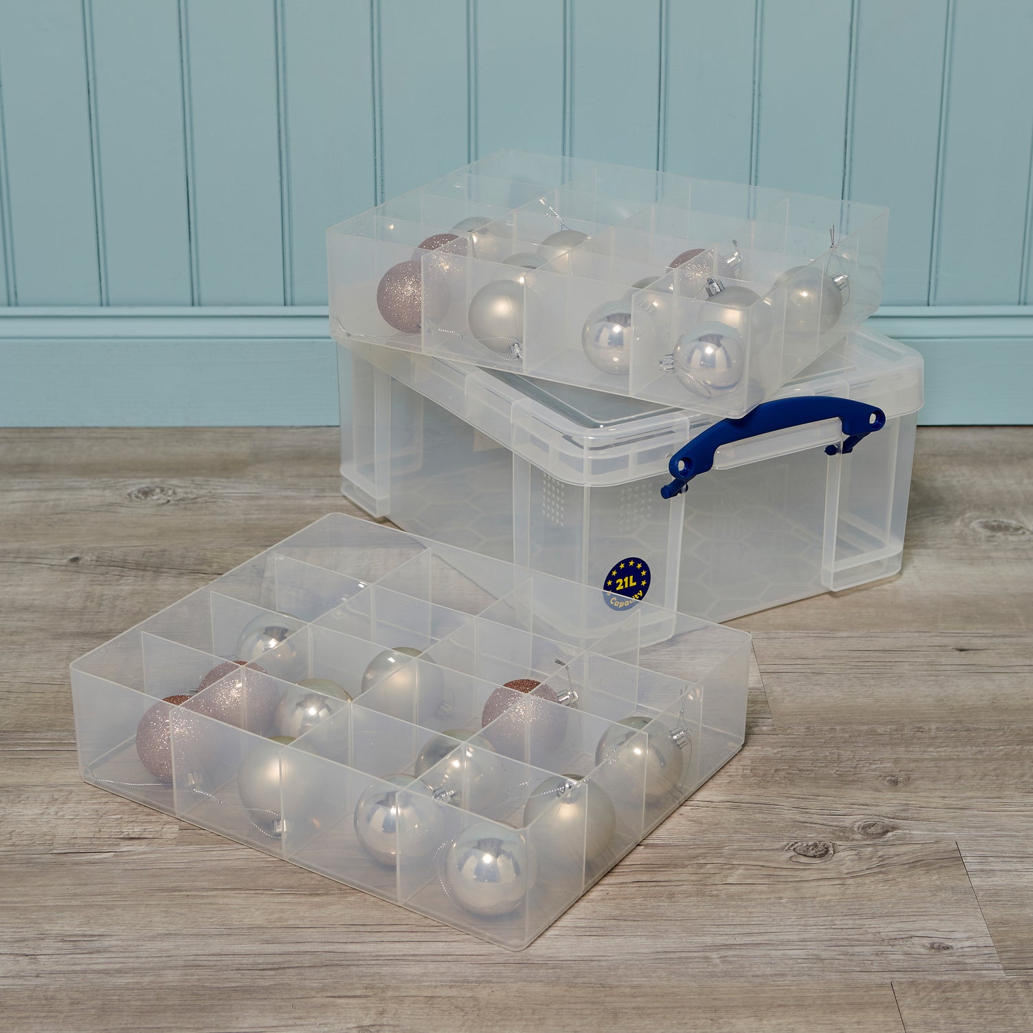 Christmas Decoration Storage Box 21 litre with Trays