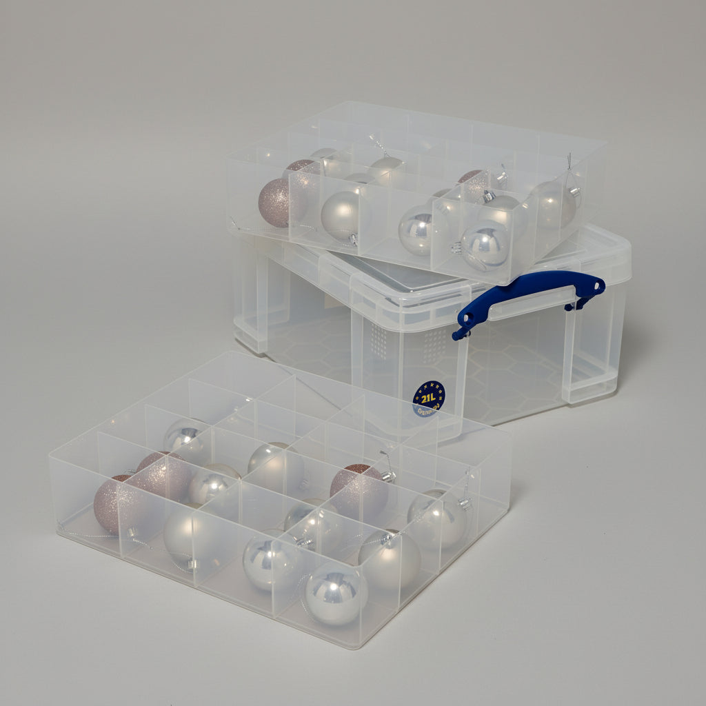 Christmas Decoration Storage Box 21 Litre With Trays - Not A Boring Box
