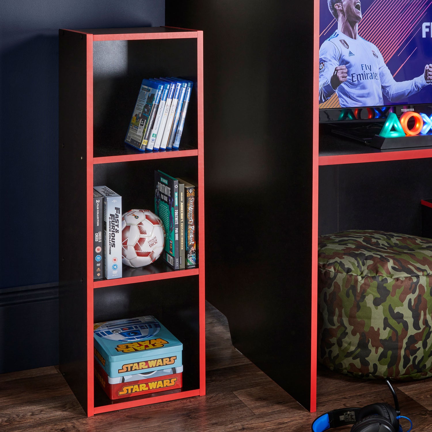 3 Cube Storage Unit Black And Red - Not A Boring Box