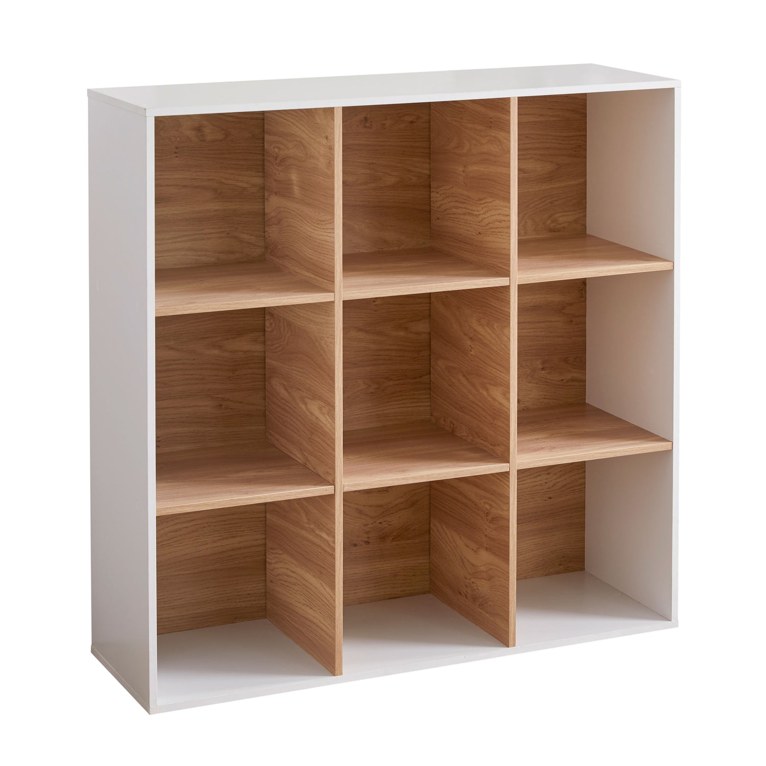 9 Cube Storage Unit White And Oak - Not A Boring Box
