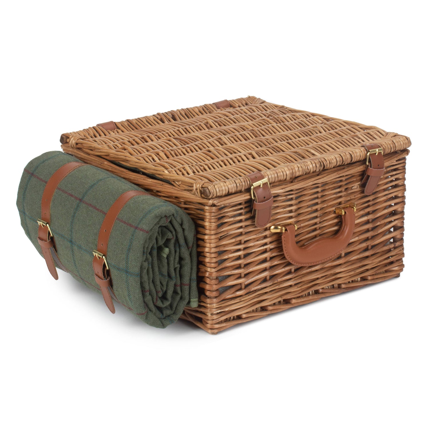Deluxe 2 Person Picnic Hamper Green Tweed - Not A Boring Box