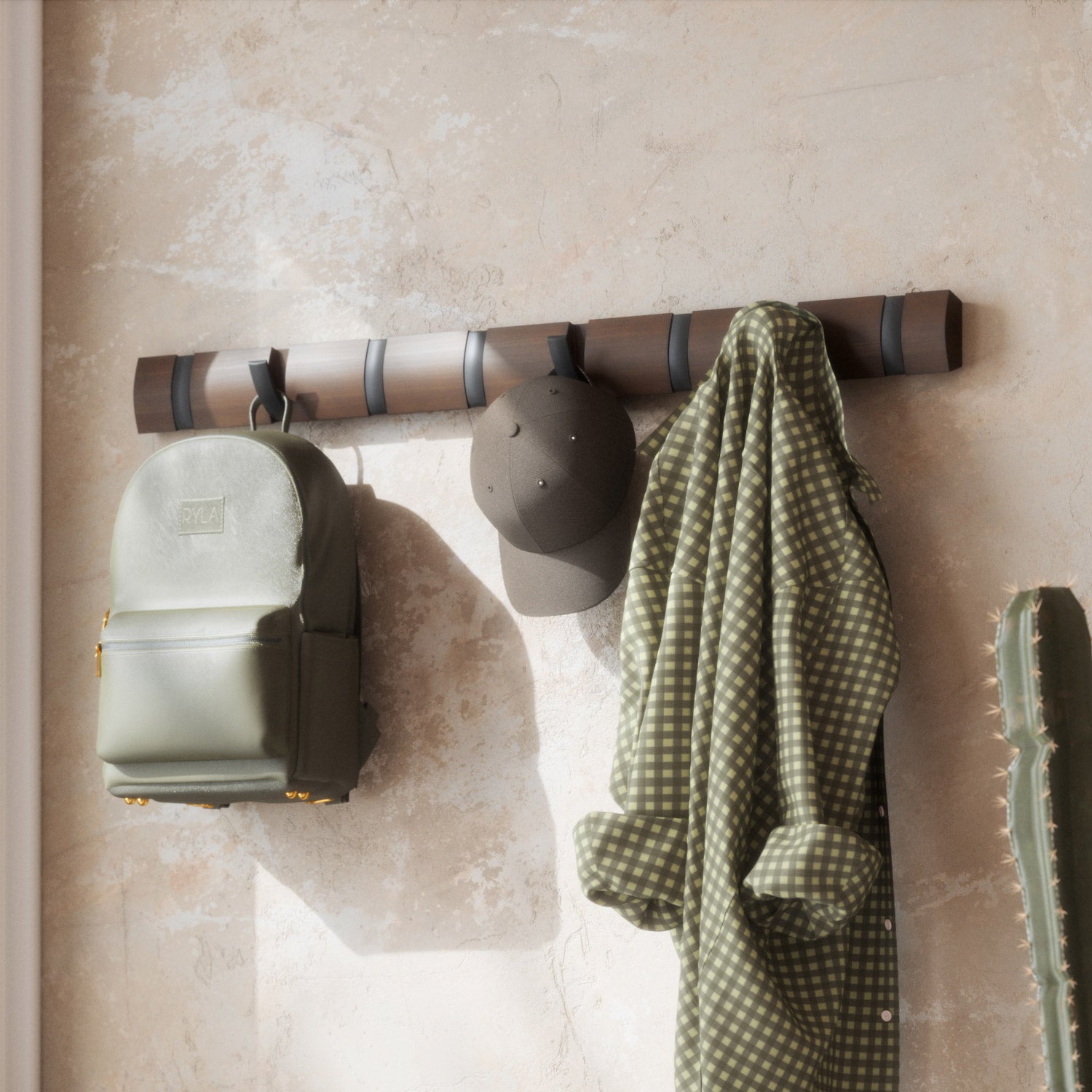 Flip Coat Hook Xl Walnut Black