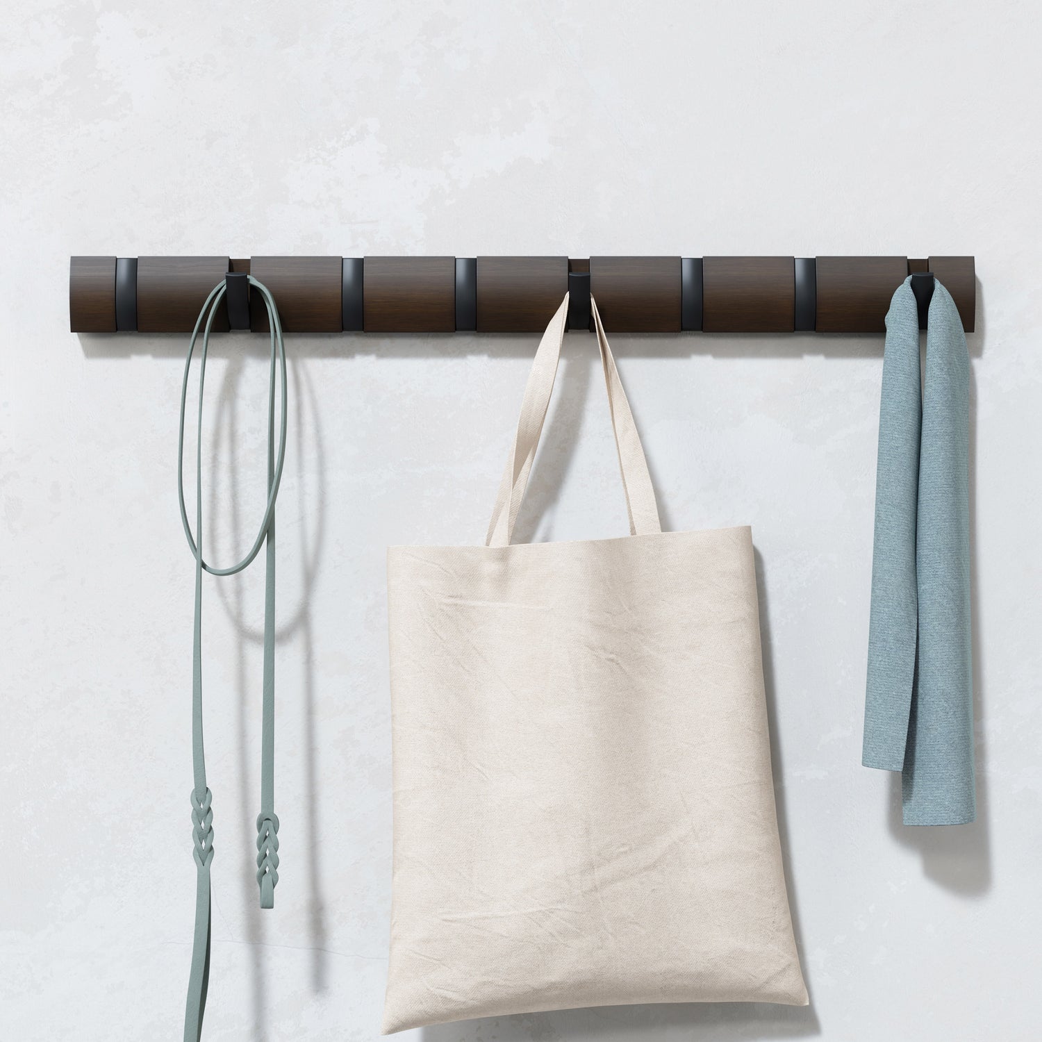 Flip Coat Hook XL- Walnut & Black - Not A Boring Box