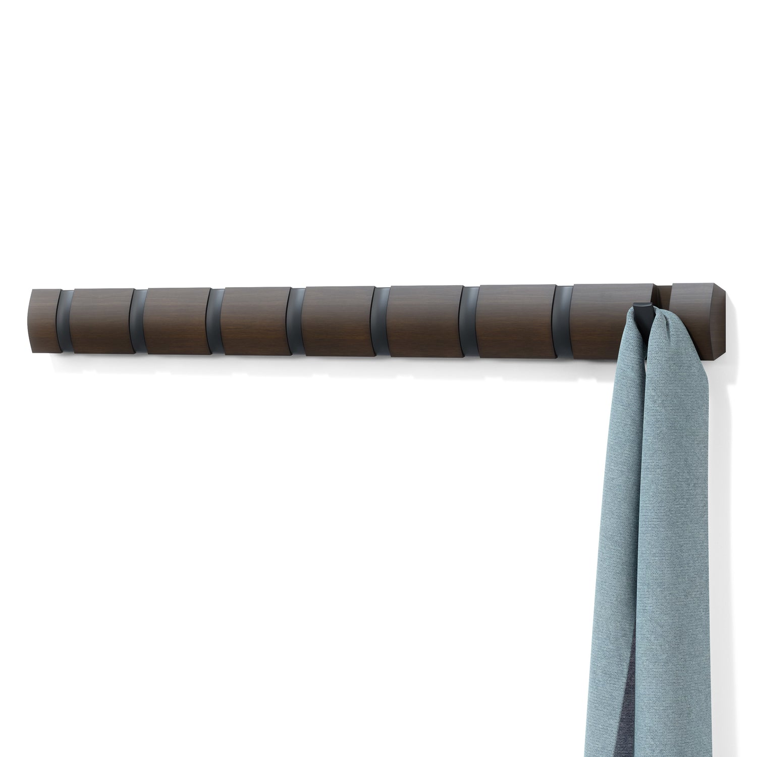 Flip Coat Hook XL- Walnut & Black - Not A Boring Box