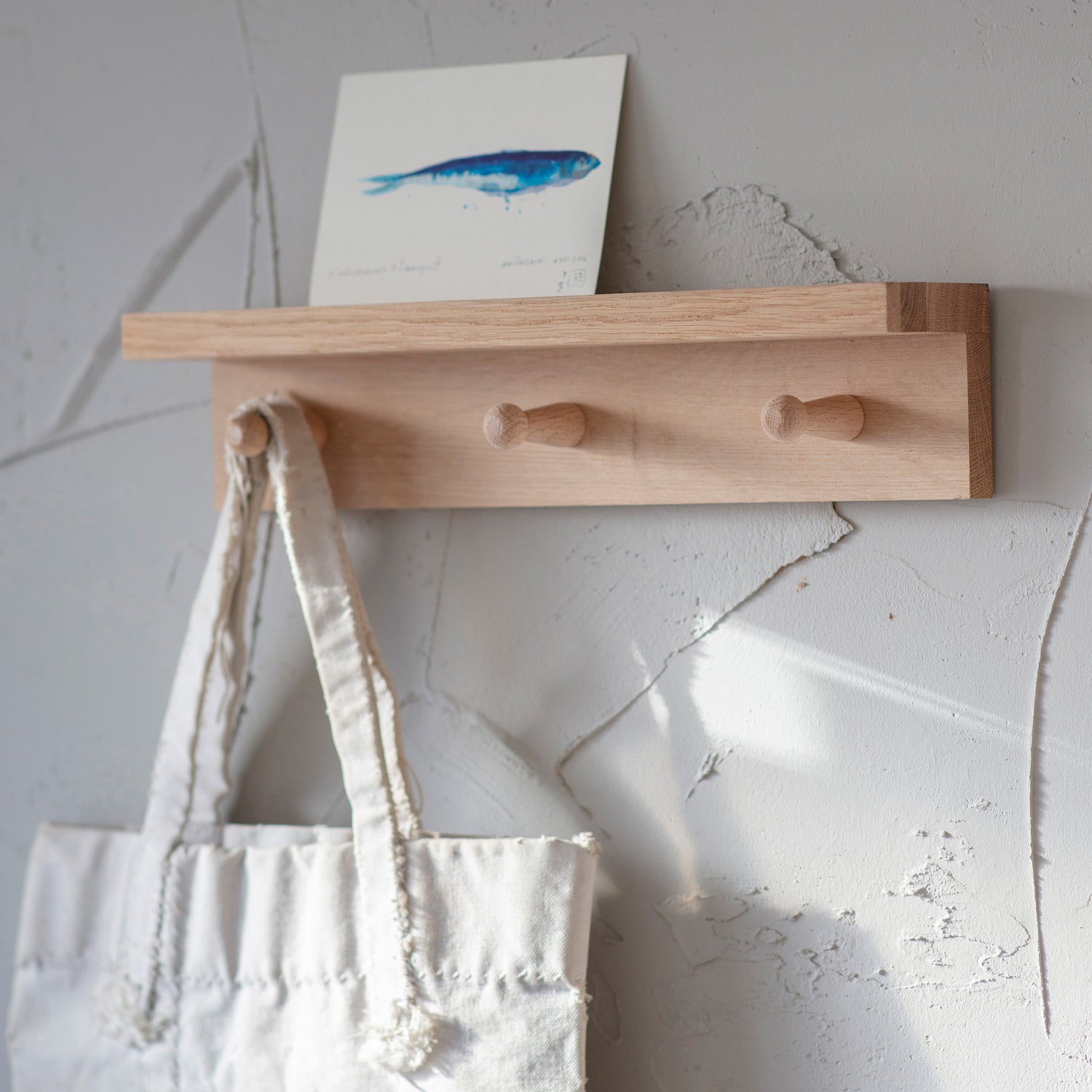 hambledon 3 peg hook rack with shelf