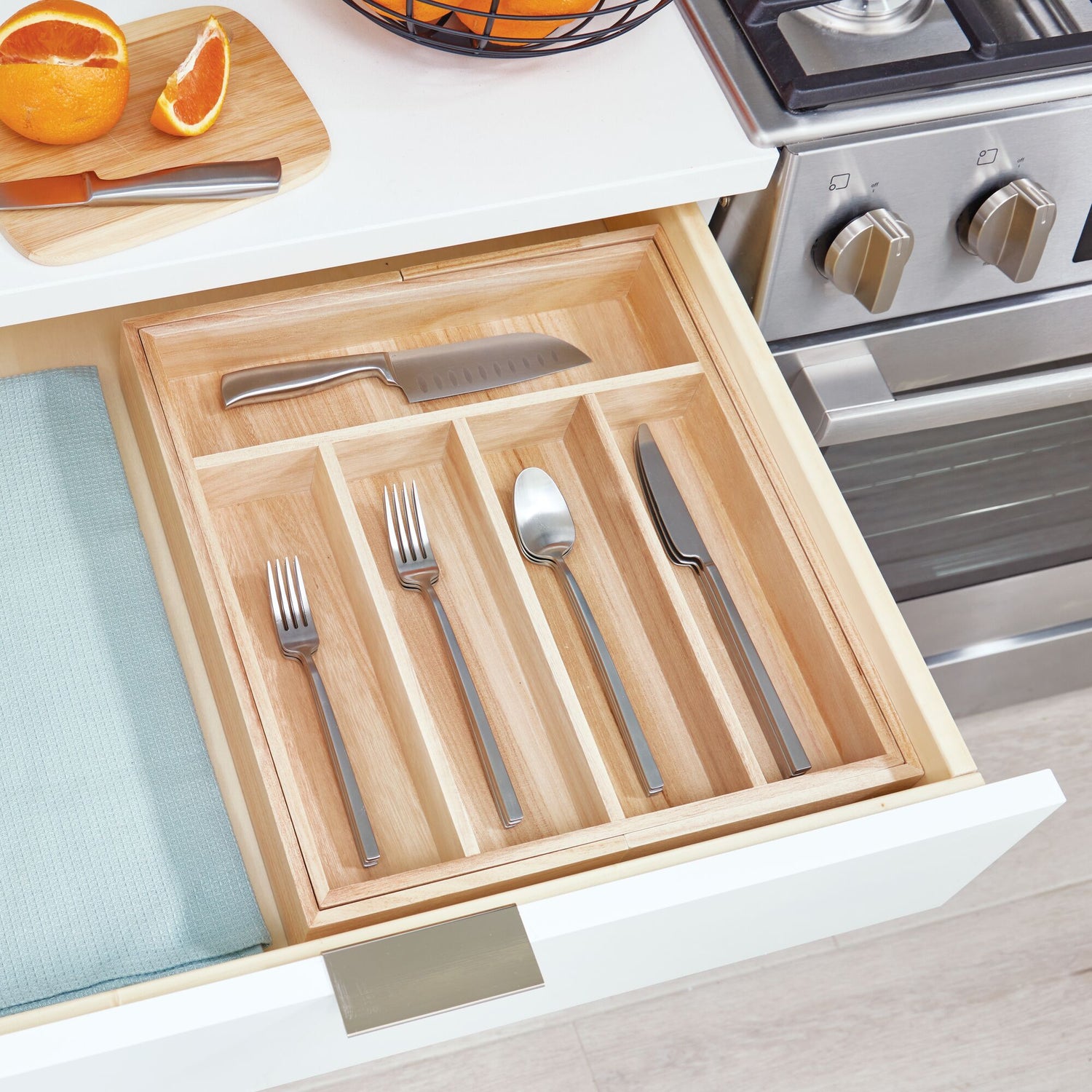 Expandable Cutlery organiser Eco- Wood