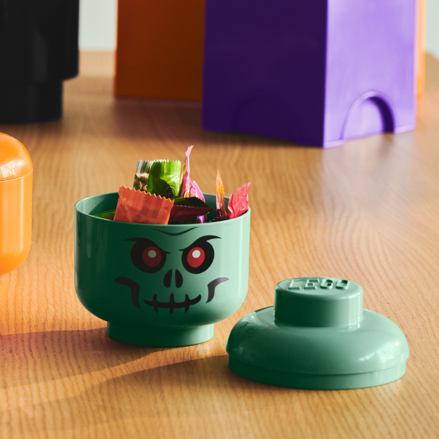 giant lego storage head mini green skeleton