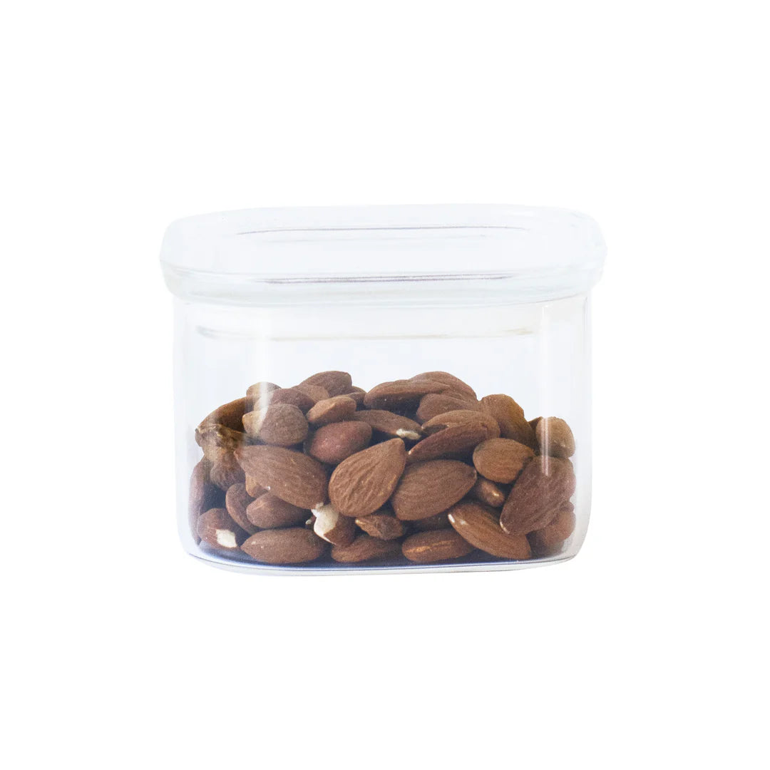 Pebbly Square Glass Storage Canisters with Glass Lid