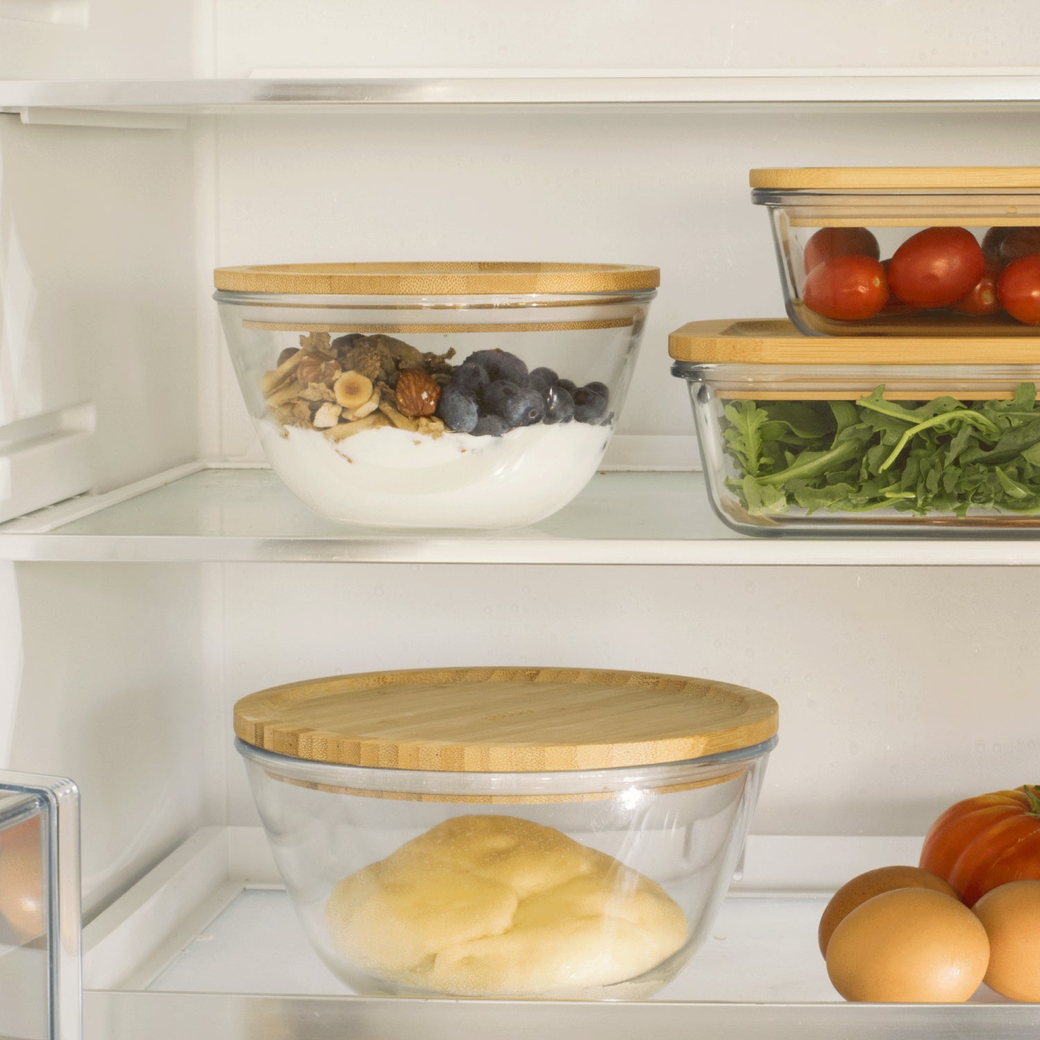 Glass Mixing Bowl With Bamboo Lid Set Of 3 - Not A Boring Box