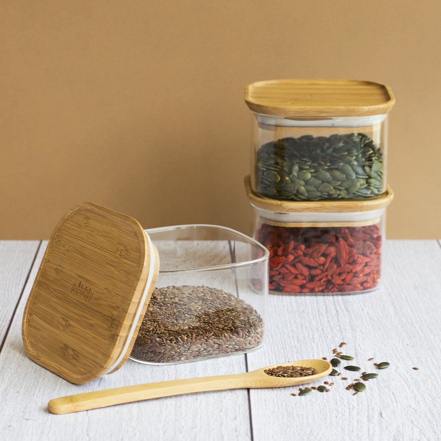 3 X Glass Storage Canisters 500Ml