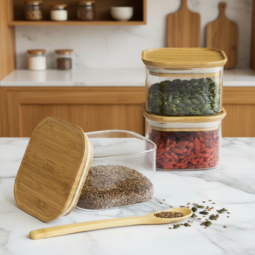 3 X Glass Storage Canisters 500Ml - Not A Boring Box