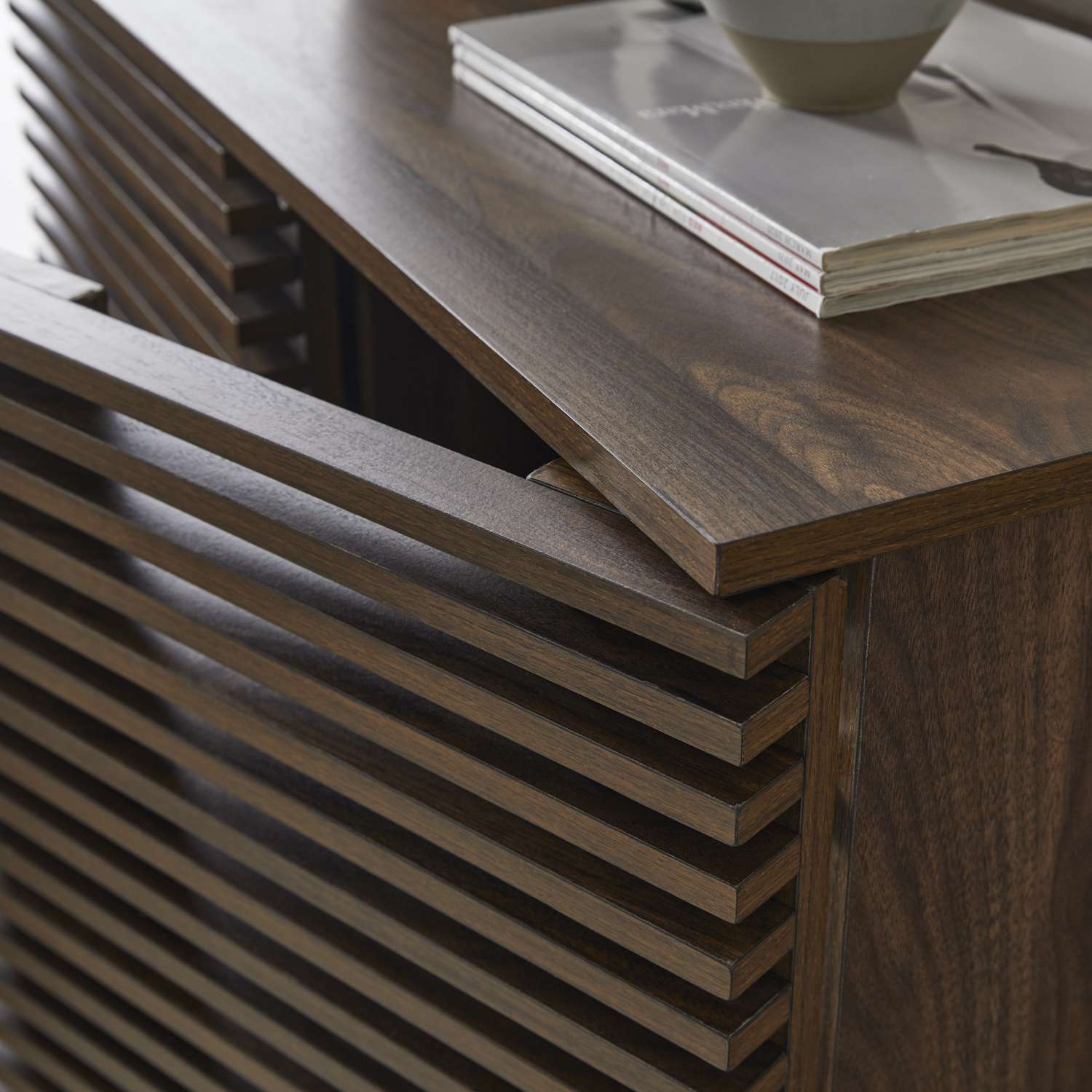 Walnut Effect Shoe Storage Cabinet - Not A Boring Box