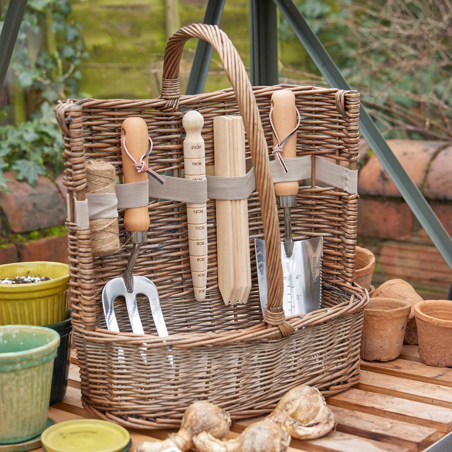 deluxe garden tool basket antique wash