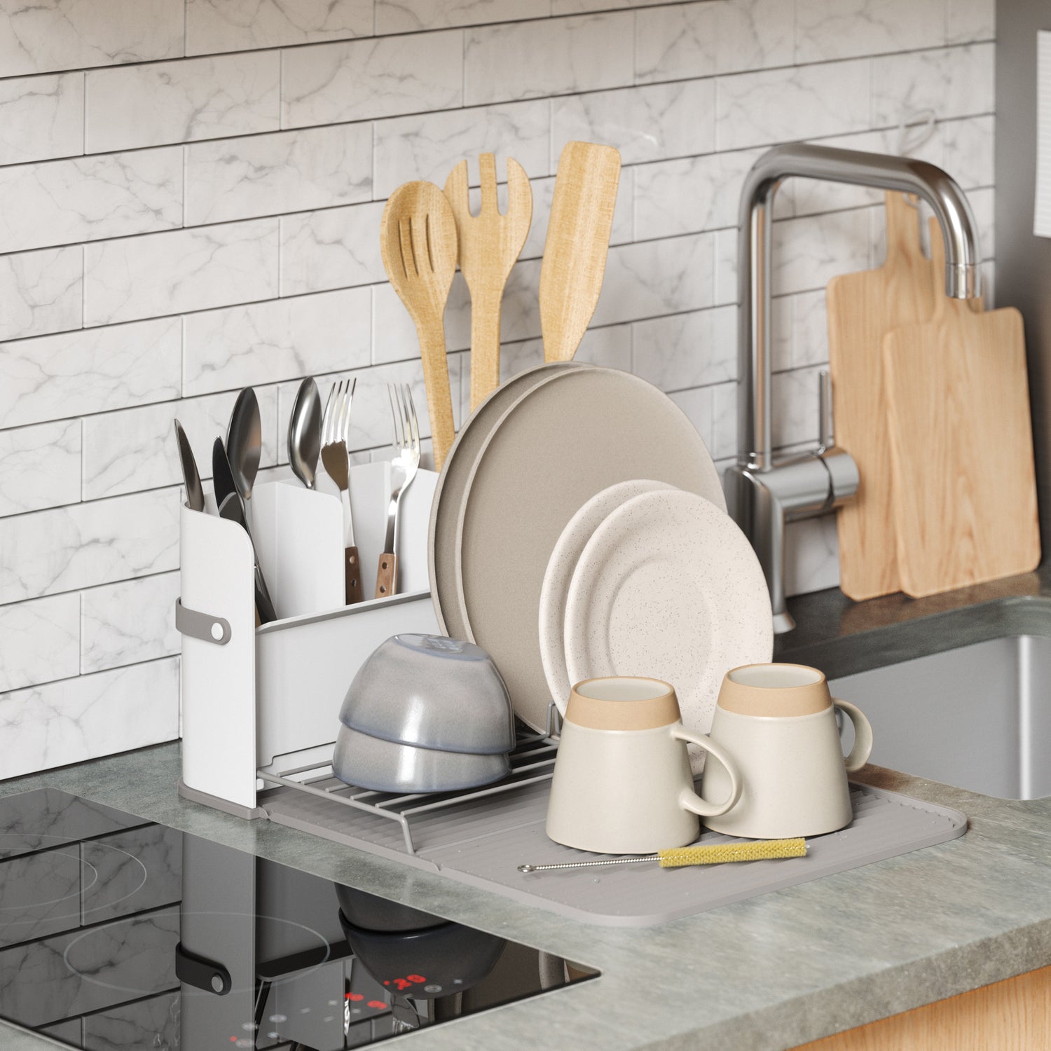 Compact Dish Rack With Mat Sling - Not A Boring Box