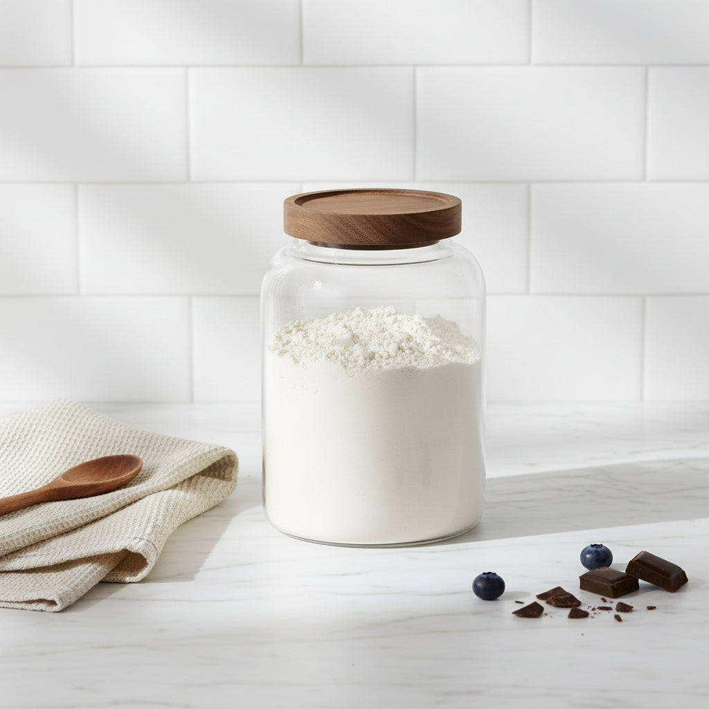 Wide Glass Storage Jar With Acacia Lid