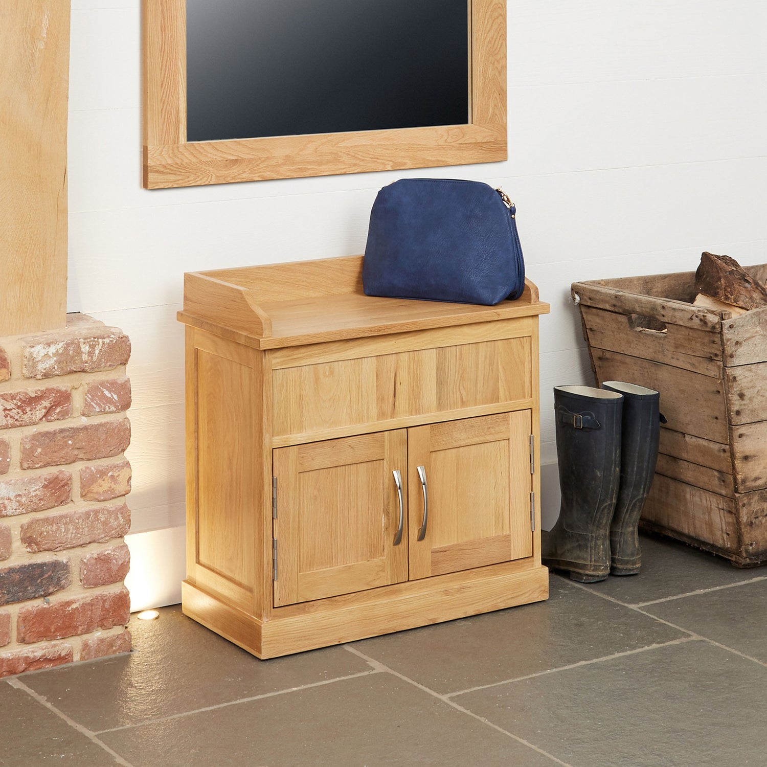 Oak Shoe Bench With Hidden Storage - Mobel - Not A Boring Box