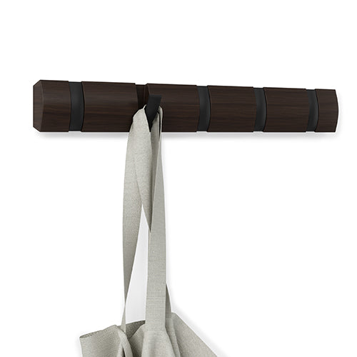 Flip 5 Coat Hook Walnut & Black - Not A Boring Box