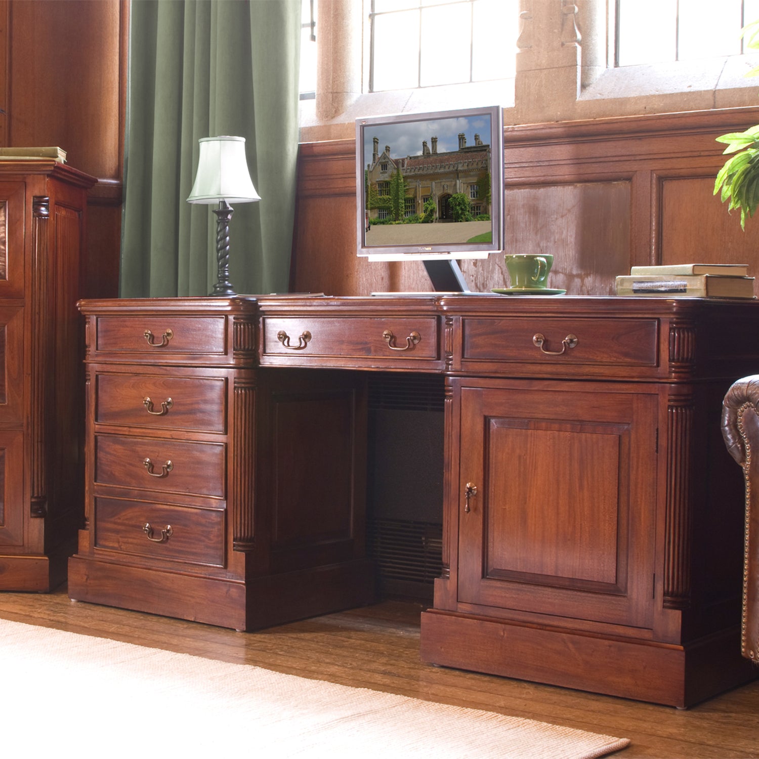 Twin Pedestal Computer Desk La Roque