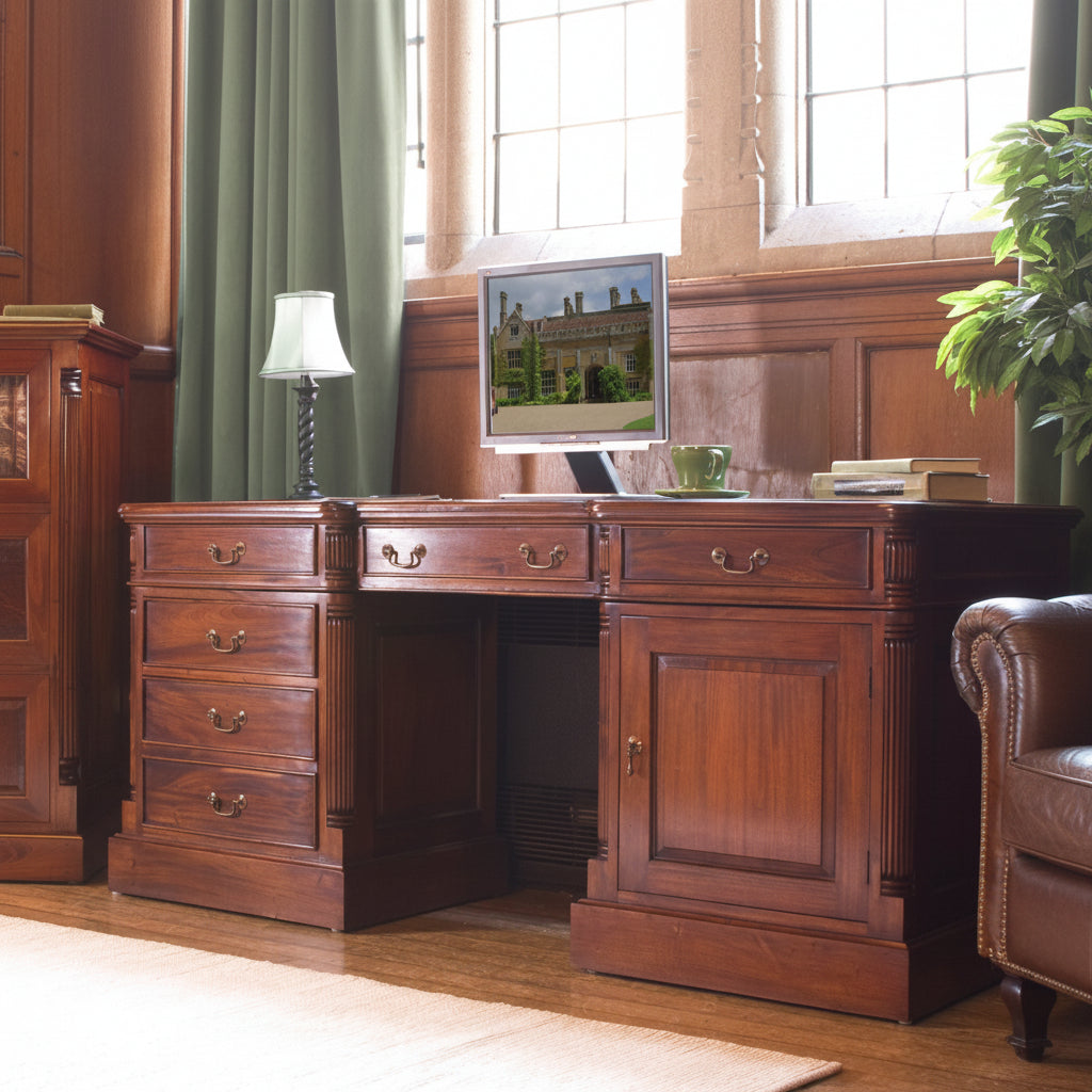 Twin Pedestal Computer Desk La Roque