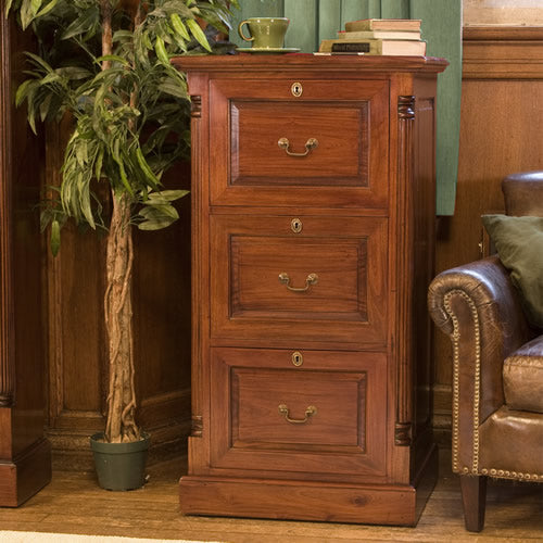 Three Drawer Mahogany Filing Cabinet La Roque - Not A Boring Box