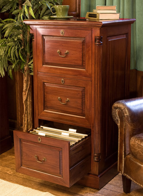 Three Drawer Mahogany Filing Cabinet La Roque - Not A Boring Box