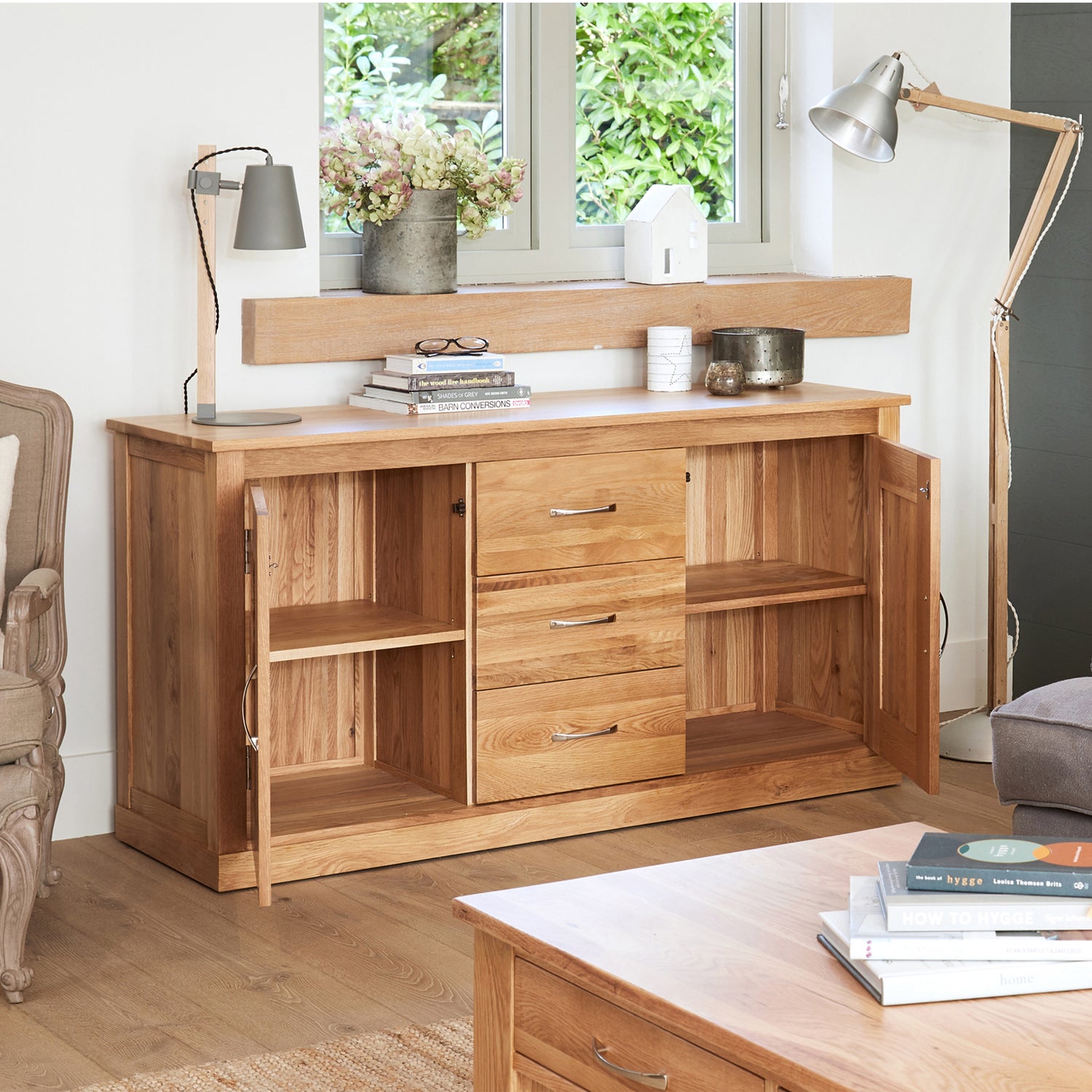Solid Oak Large Sideboard Mobel - Not A Boring Box