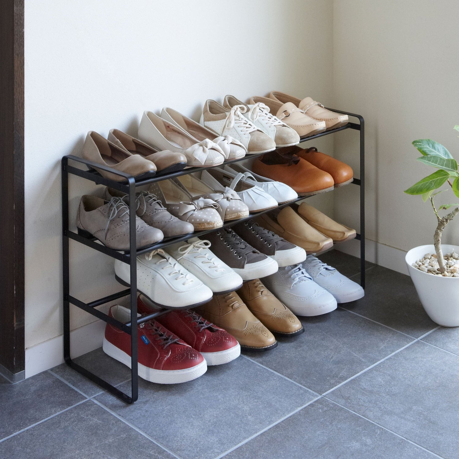3 - Tier Extending and Stacking Shoe Rack - Not A Boring Box APFE