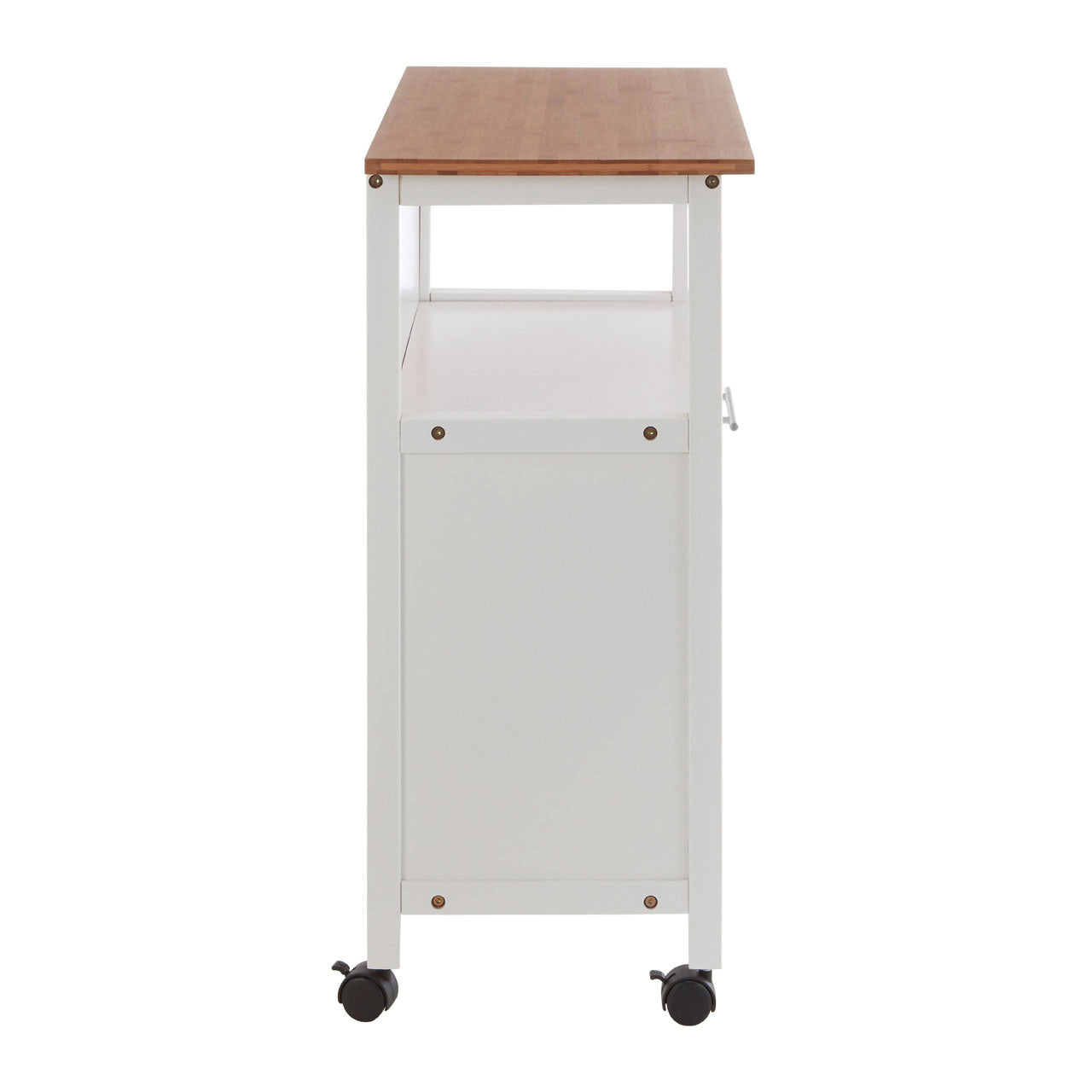 1 Drawer Kitchen Trolley White Bamboo - Not A Boring Box