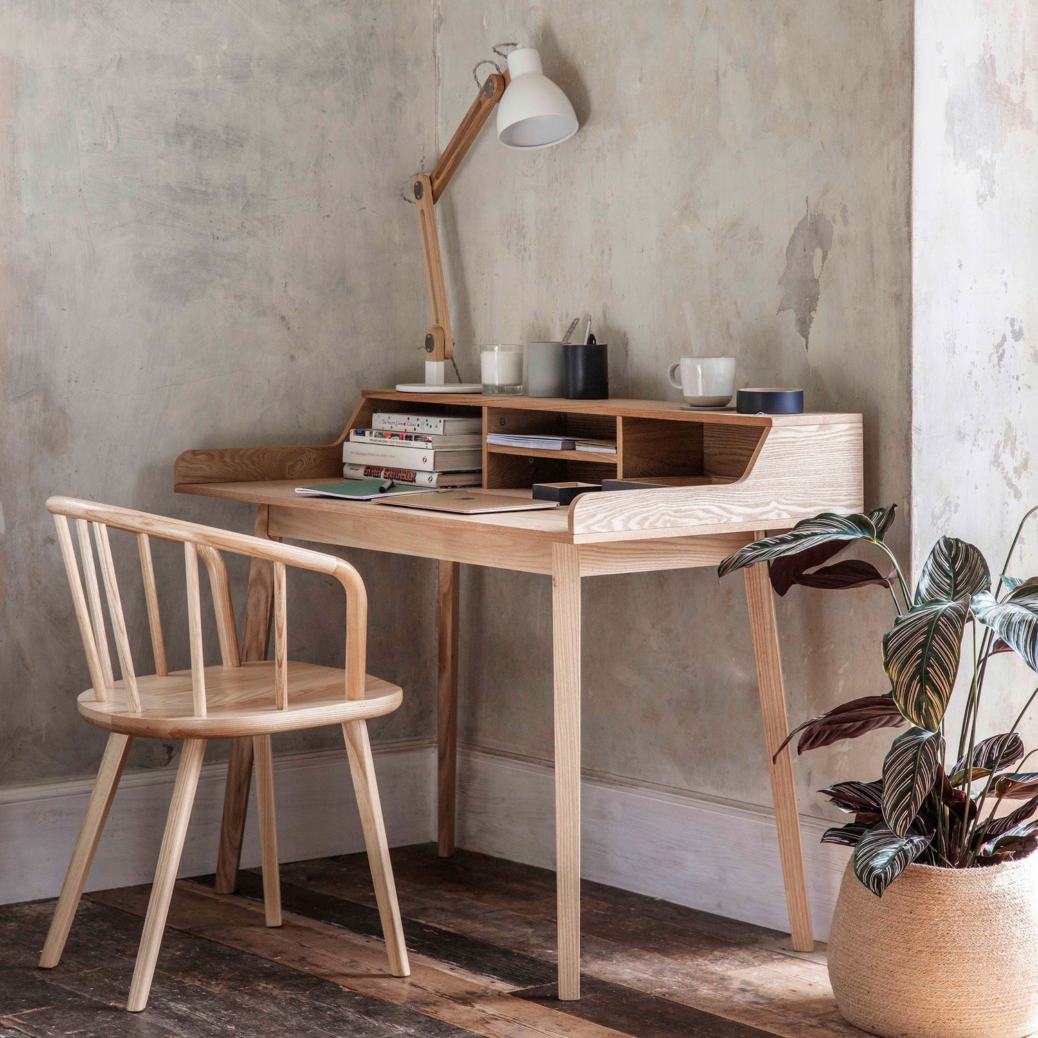 Wooden Desk with Storage- Ashwicke